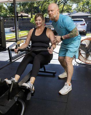 Amanda on the rowing machine