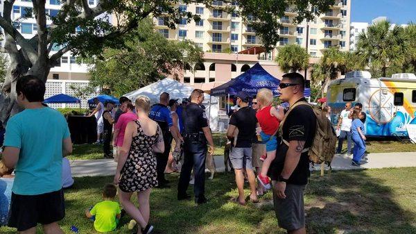 Local police officers mingling with the crowd