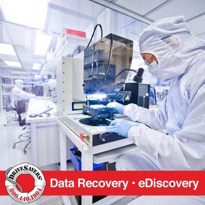 Our certified ISO-5 cleanroom allows us to disassemble hard drives down to the component level