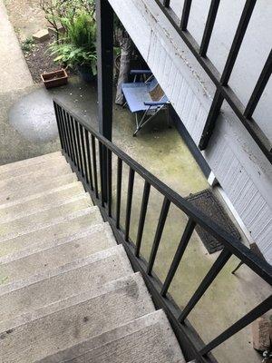 You can see the algae from the second floor stairwell. I had asked management to pressure wash this twice at this point.