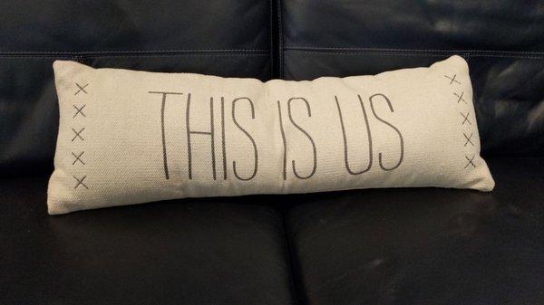 Our new pillow on the couch