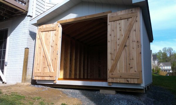 10x12 A frame with custom built cedar doors. $3250