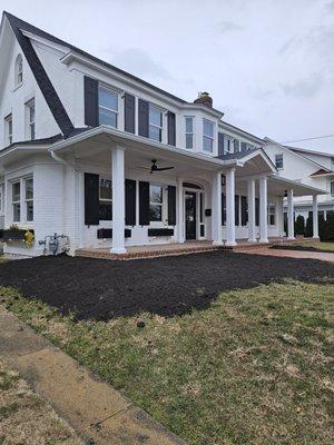 Brand new front porch and second story composite deck including brick work