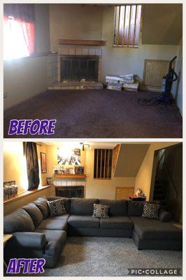 Basement before and after carpet