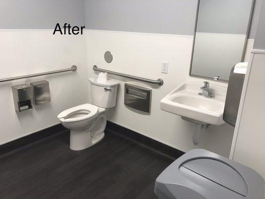 Bathroom in new store after post construction cleaning