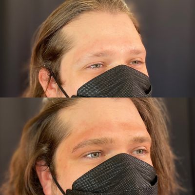 Before and after 1st session of men's microblading