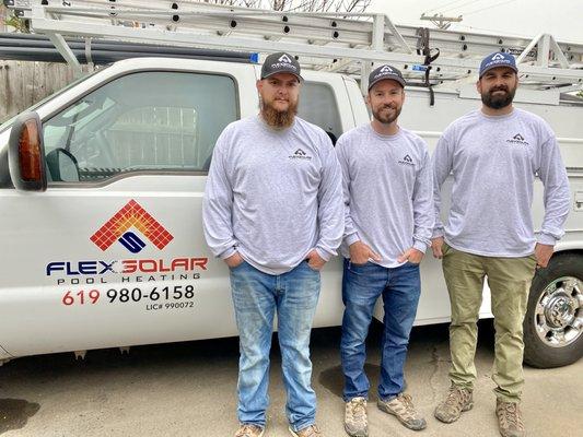 Flex Solar's awesome Crew - Jeff, Justin (the owner), and Kyle.