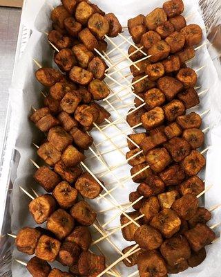 Mmmm...ripe plantain kelewele skewers