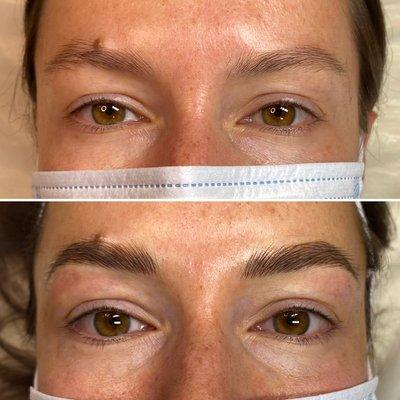 Before and after microblading