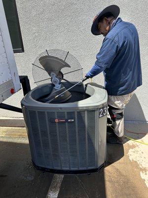 Condenser repair and cleaning.