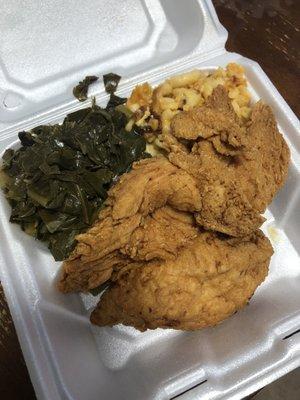 Fried chicken w/ collars greens and mac n cheese