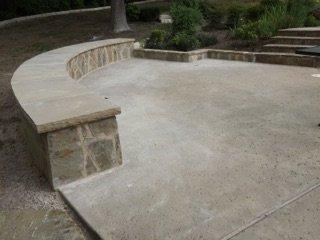 Built a pool side flagstone bench