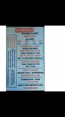 Price Chart and Time Schedule