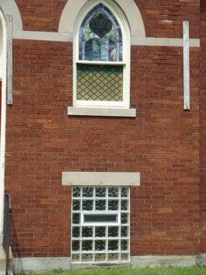 Church windows with glass blocks