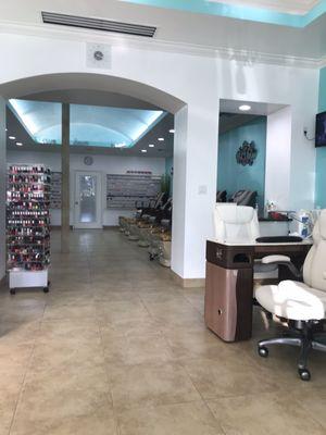 Area toward back for pedicures and polish/and other selections