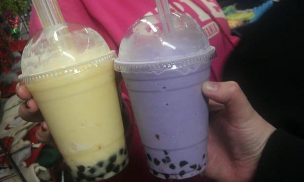 Pineapple boba slush and taro boba slush :)