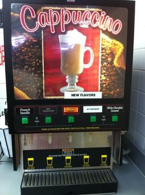 Totally fancy with their Reese's peanut butter cup flavor option on the button-press "Cappuccino" machine