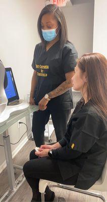 Our Medical Laser Technicians are practicing with our skin analysis machine in week 2 of the training!