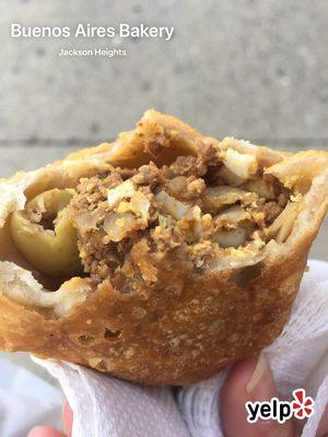 Fried beef empanada.