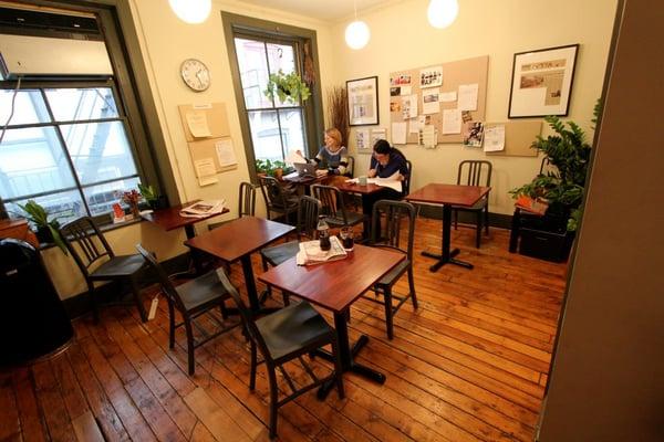 The Paragraph cafe, where we host monthly editor and literary agent roundtables for our members.