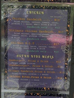 Chicken and Kids Menu