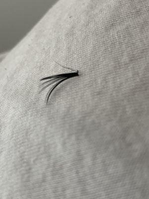 Lash too much glue and too square and too heavy for one lash. They break easy when too heavy. Not healthy application