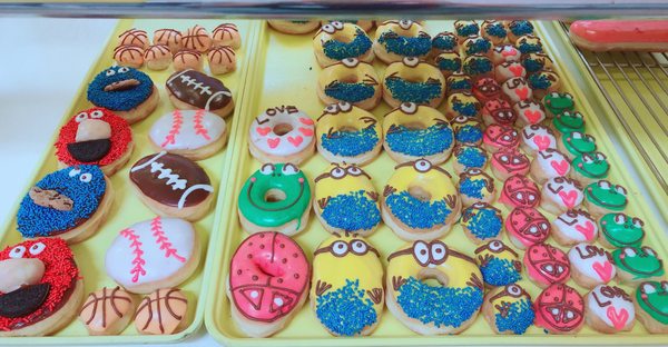 Elmo cookie monster football baseball basketball frog ladybug Minions love donuts!