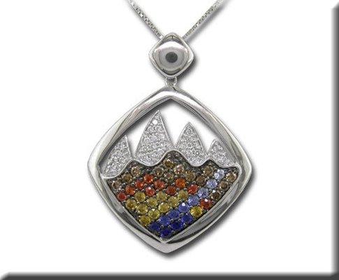 Teton Pendant with multi-colored sapphires and diamonds