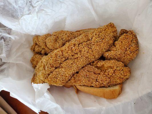 Cornbread battered whiting - I don't personally like whiting, my partner was happy