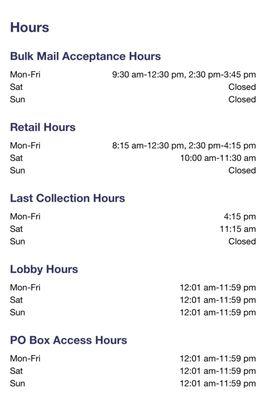 Hours for Greenfield Post Office