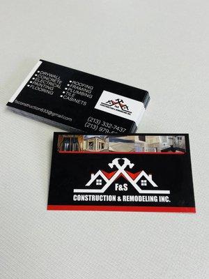 Business card 4/4 double sided UV super high gloss finish for a construction company.