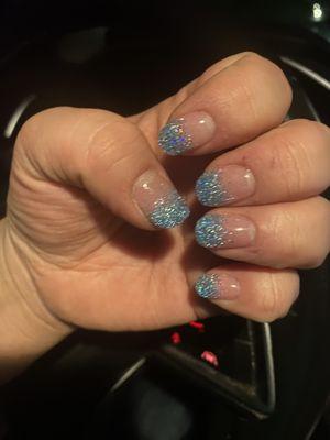 Beautiful French ombré  glitter with dip powder :)