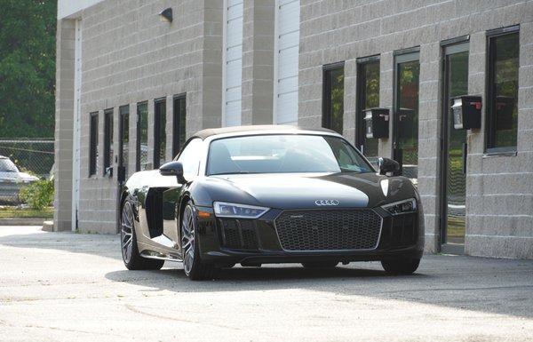 Audi R8 fully polished and coated the paint, glass, wheels, soft top, and interior leather & fabric.