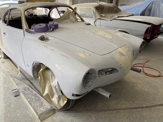 Complete body restoration of a 1973 Karmann Guia. looking great so far.