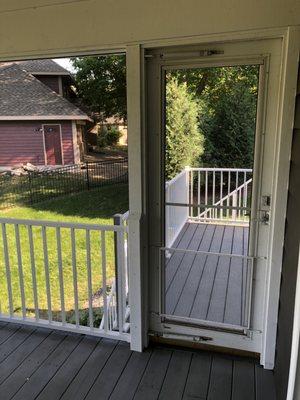 Fixed porch door and fences to match outside.