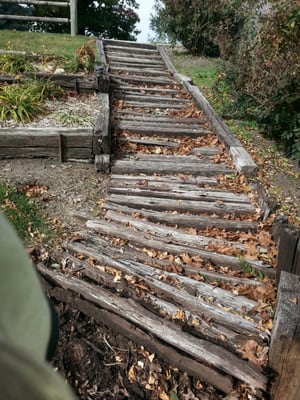 Old set of railroad steps to be removed and turned to stone