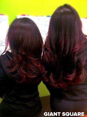 Deep red balayage