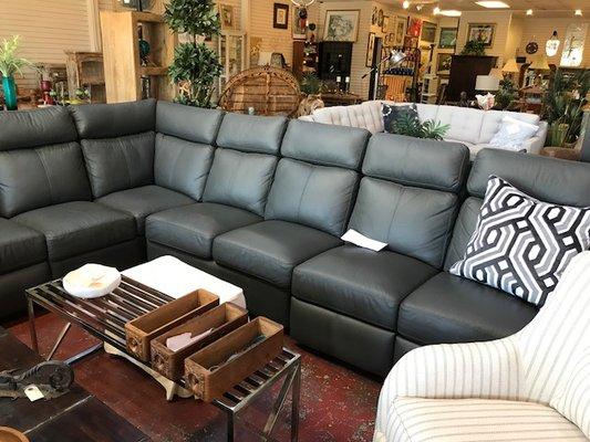 Leather sectional with recliners