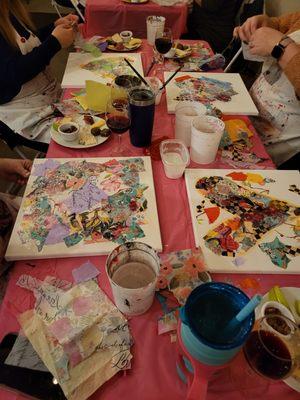 We explore different types of media and styles. Decoupage, watercolor, sketching and acrylics.