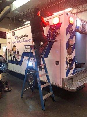 Roberto running new circuits for the Winchester Discover Museum ambulance during its restoration