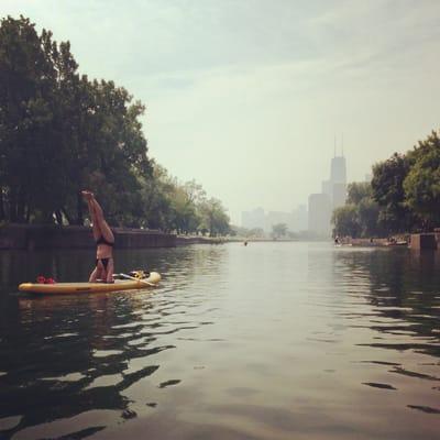 SUP Yoga with Royal Pigeon Yoga.  Lincoln Park Boat Club.  Become a member and paddle down this smooth lagoon.