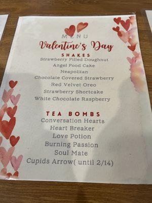 Valentine's Day Menu