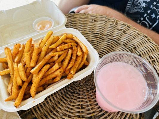 2023 Shanty's Togarashi Fries $7 w/ Vegan Spicy Mayo (Japanese Seasoned) & Housemade Lemonade $6