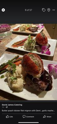 Filet mignon and butter poached lobster