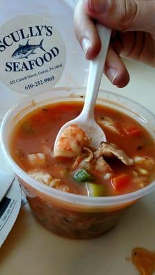 This is the seafood gumbo. Very fresh and healthy tasting! A nice light meal!