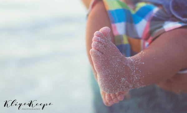 Footprints of this little Florida baby.  He will be a popular surfer someday