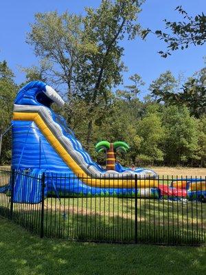 22 foot water slide with pool at the bottom