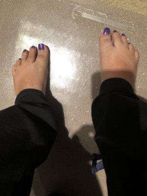 Regular purple polish and spa pedicure done by Thahn!