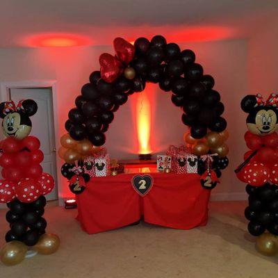 Event decors, uplighting, themed balloon pillars.