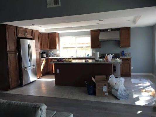 new kitchen remodeled . Pardon the mess ! still at cleaning up stage. Wall knocked down , total new open concept.